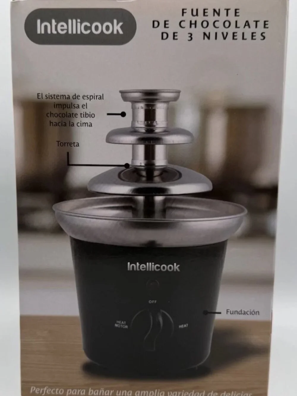 NIB IntelliCook 3-Tier Chocolate Fountain SB1-811 32W Black Silver